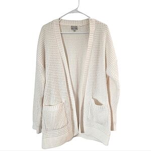 Major Label Group Cream Waffle Knit Open Cardigan Large